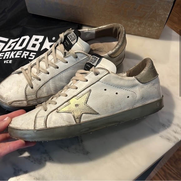 Golden Goose superstar white gold star sparkle sneakers - Picture 5 of 11